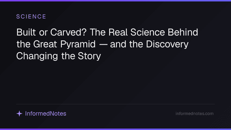 Built or Carved? The Real Science Behind the Great Pyramid — and the Discovery Changing the Story