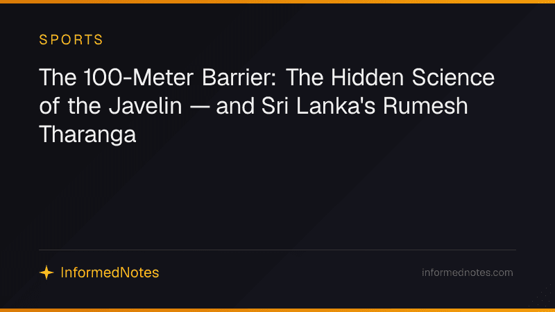 The 100-Meter Barrier: The Hidden Science of the Javelin — and Sri Lanka's Rumesh Tharanga