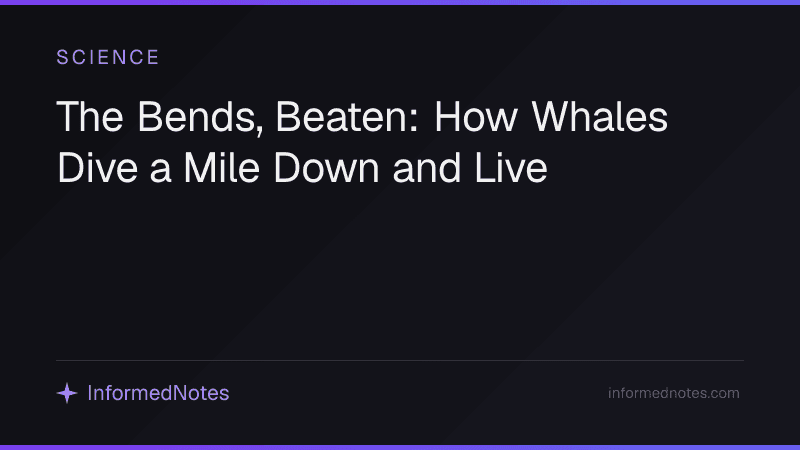 The Bends, Beaten: How Whales Dive a Mile Down and Live