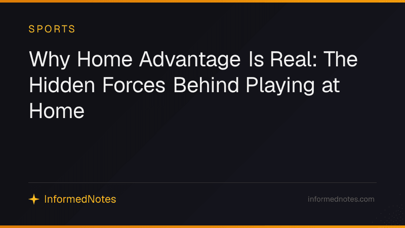 Why Home Advantage Is Real: The Hidden Forces Behind Playing at Home