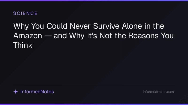 Why You Could Never Survive Alone in the Amazon — and Why It's Not the Reasons You Think